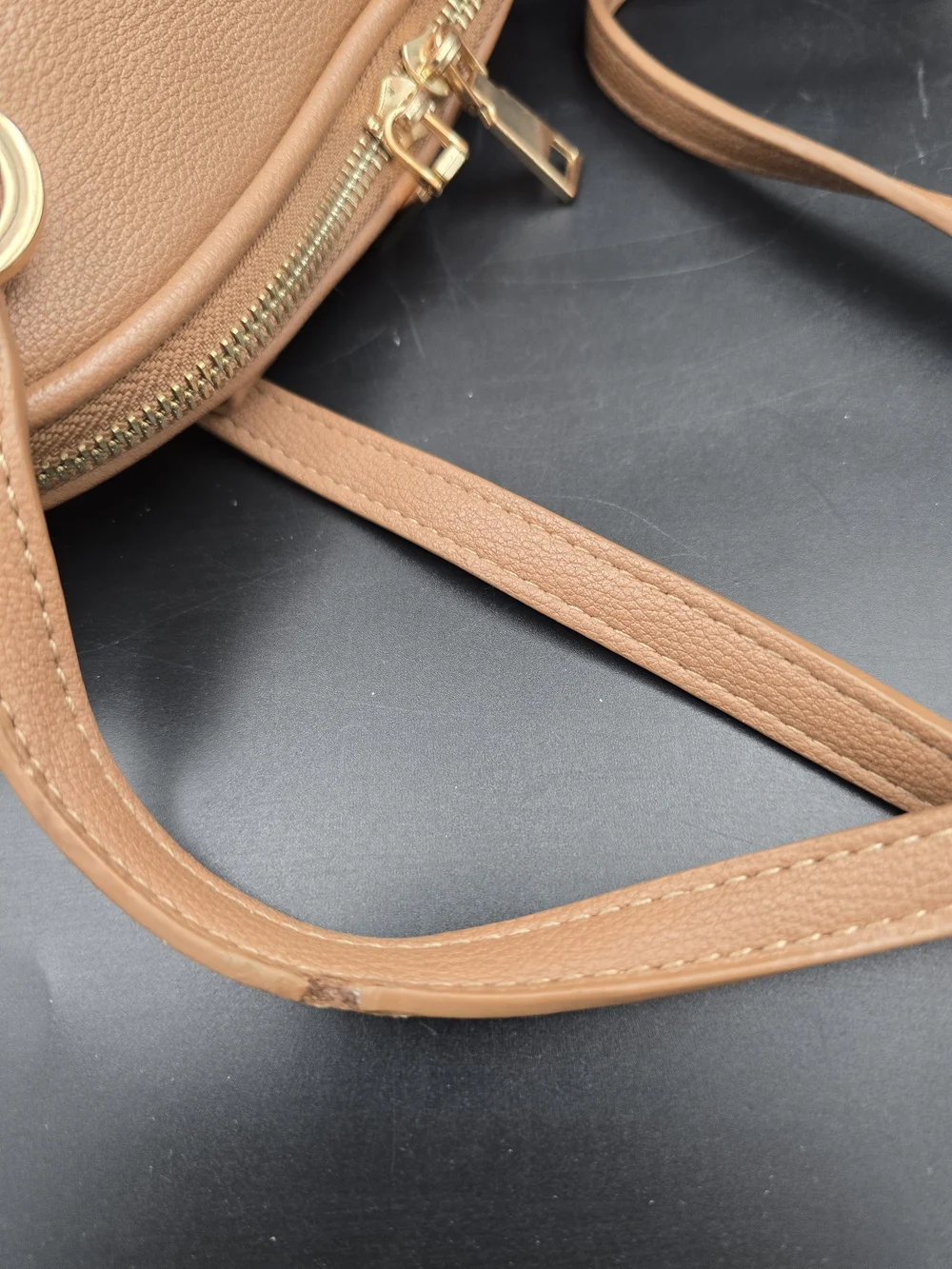 Miztique Tan Compact Backpack with Gold Hardware